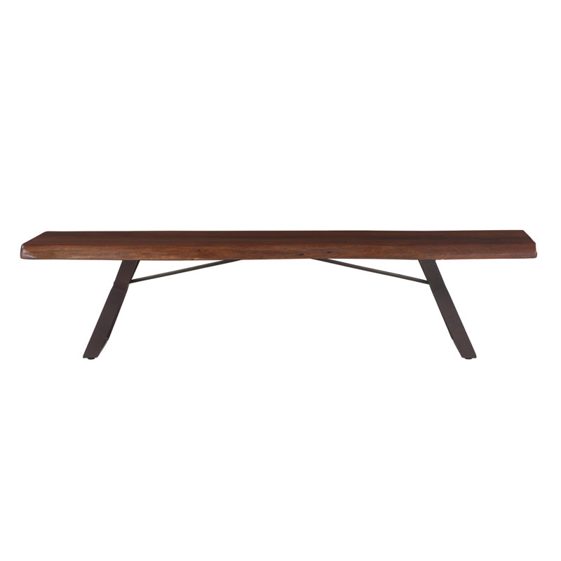 London Loft Solid Wood Dining Bench, Walnut/Antique Zinc, 18.5" H x 90" W x 18" D