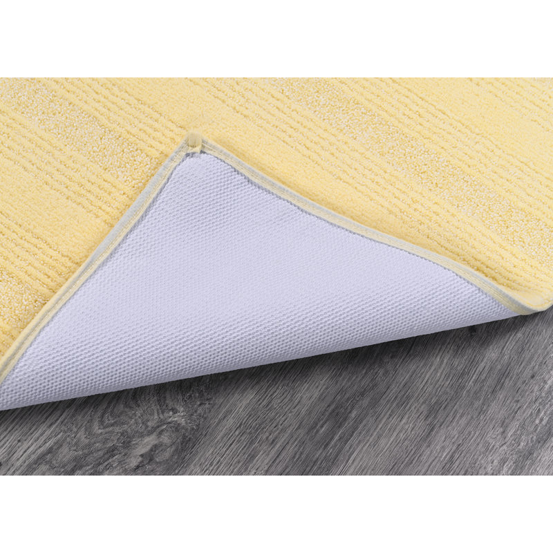 Maaza Rectangle Nylon Non-Slip Striped Bath Rug, 24"W x 40"L, Soft Yellow