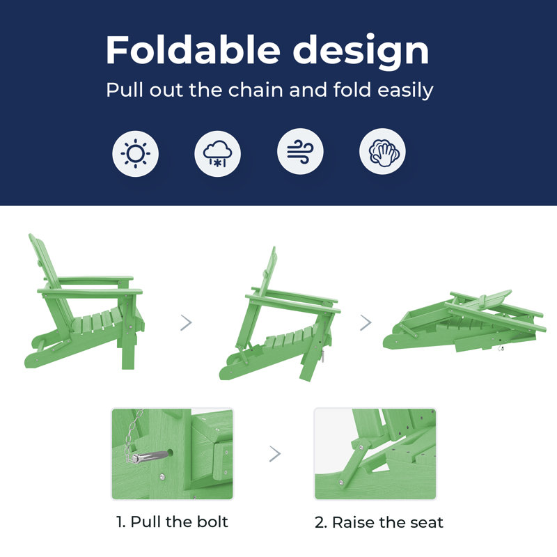 Chaise Adirondack pliante en plastique Wolak, Menthe