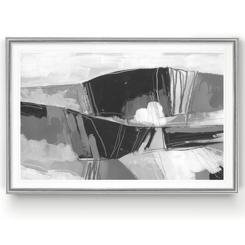 «Neutral Landscape Sketch I», reproduction sur toile, H 26,5 po x l 36,5 po x P 1,5 po, Encadrement argenté