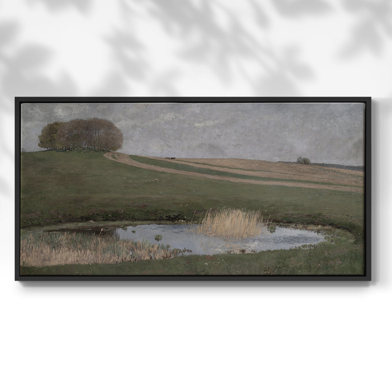 Série paysage - DCLxxxi - Toile tendue avec châssis encadré - Prêt à être accroché, H 21 po x l 41 po, Noir