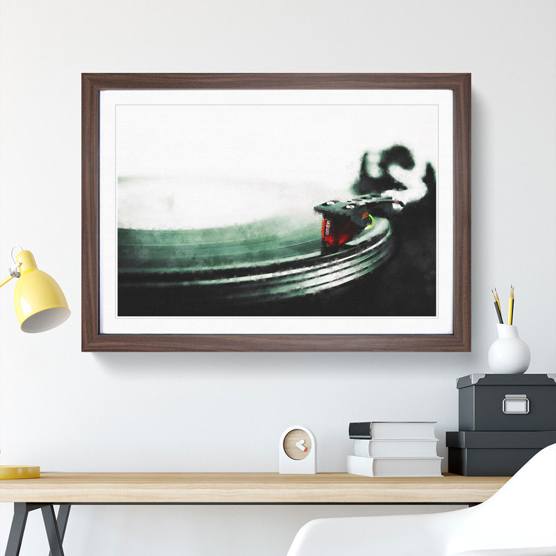 The Needle of the Record Player - Picture Frame Graphic Art, Walnut Framed, 27cm H x 36cm W x 2cm D