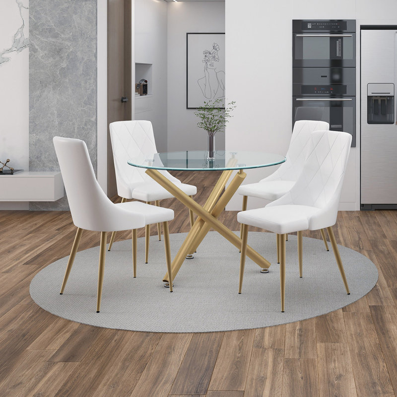 Ensemble repas pour quatre personnes, Blanc, Or