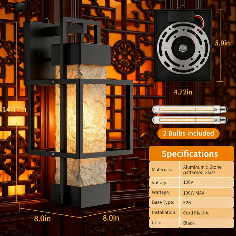 2 Pack Dimmable Dusk To Dawn Outdoor Wall Lights, Waterproof Exterior Porch Light Fixtures With Photocell Sensor, Wall Mount Lantern Sconce For House Garage (Bulbs Included)