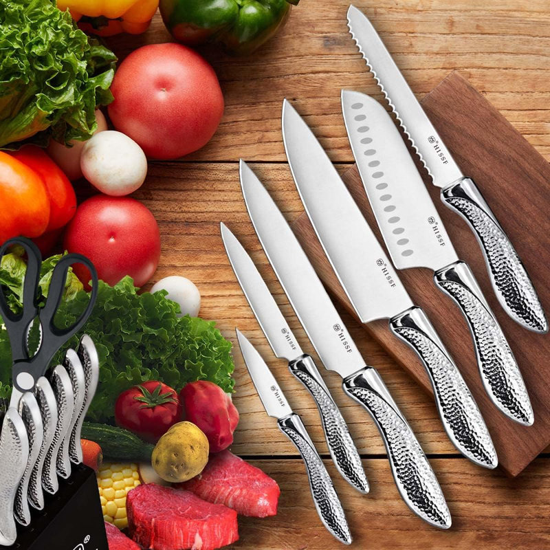BLASIVE Knife Set for Kitchen with Block 14 Piece Kitchen Knife Set with Built-in Sharpener