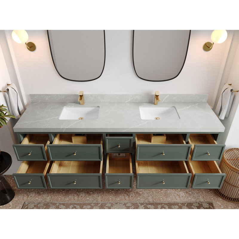 Meuble-lavabo double 84 po Roswell, Gris perle 2 po