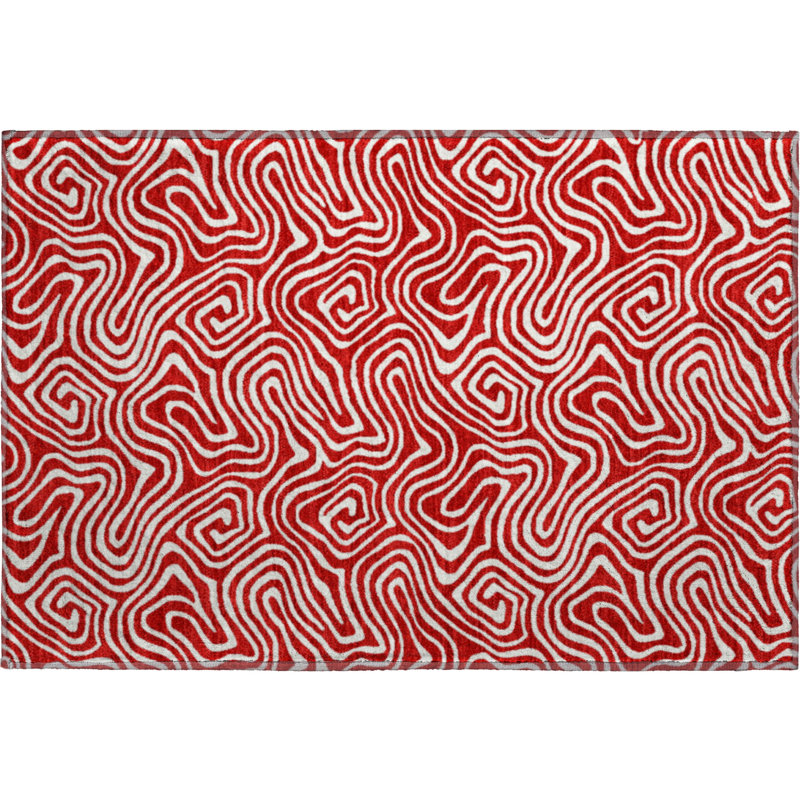 Premium Machine Washable Birchview AMF1030 Swirls Rug, Rectangle 1'8" x 2'6"