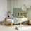 Structure de lit plateforme en bois de bambou 14 po avec tête de lit ondulée, lattes en métal, aucun sommier requis