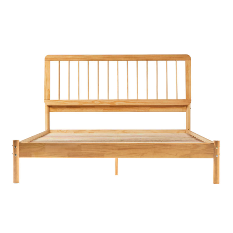 Lit plateforme Catrece, Pin naturel, Grand lit