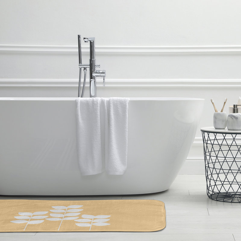 Tapis de bain Botanical Blooms, L 21 po x L 34 po, Jaune