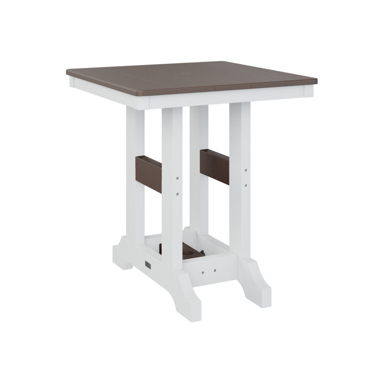 Berlin Gardens Garden Classic Regular Top With White Base Square Bar Table, Chocolate Brown, 35.5" H x 28" W x 28" D