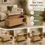 Table basse relevable, rangement caché + tablette latérale, grain de bois, multifonctionnel, bureau de salon