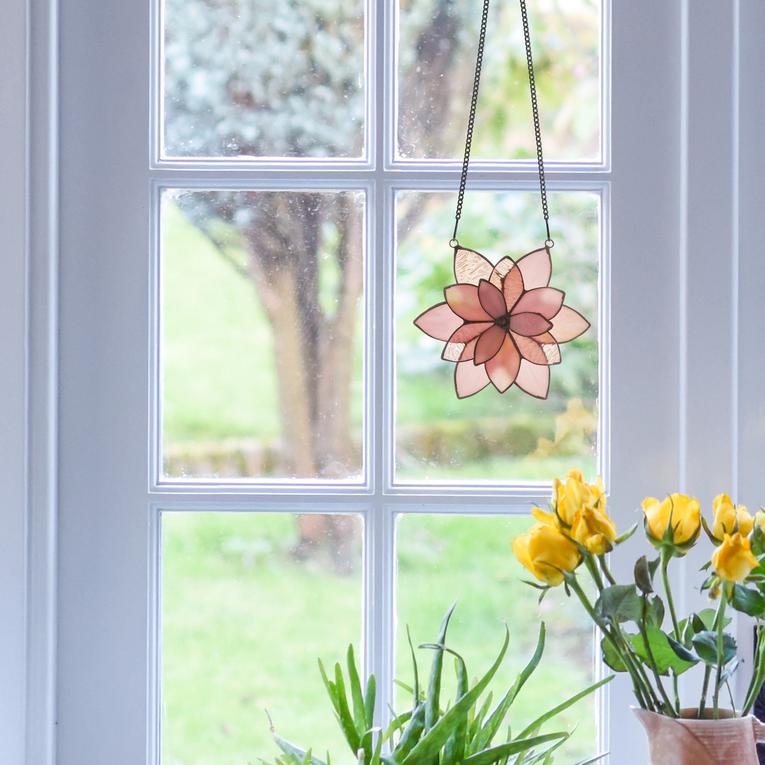 Winston Porter 3Dimensional Stained Glass Flower Window Panel