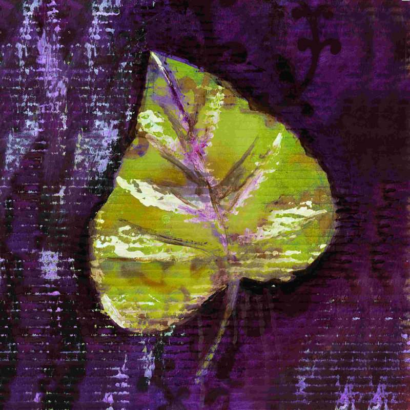 Mauve et feuille de lime - reproduction sur toile tendue, L 20 po x H 20 po