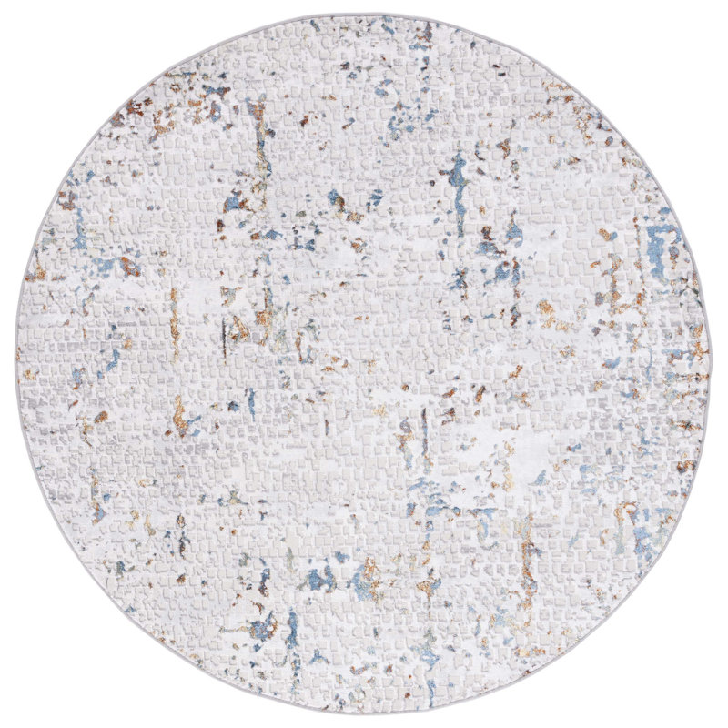 Tapis gris / gris clair Minyard 254, Rond 6 pi 7 po