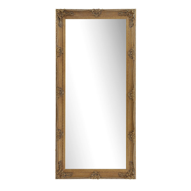 Lindsay Wood Flat Floor Mirror, Gold