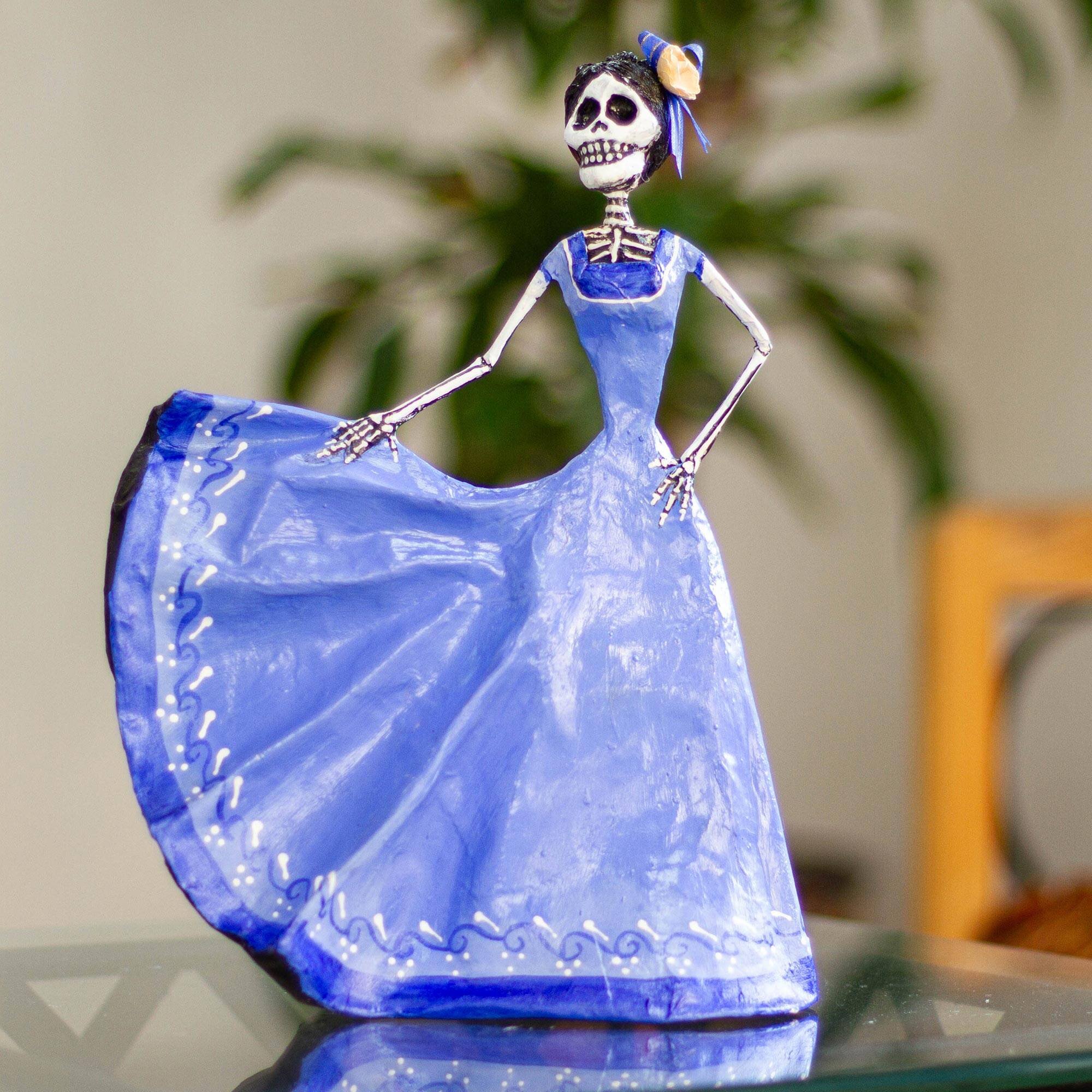 Trinx Dancing Catrina In Blue And Papier Mache Sculpture - Wayfair Canada