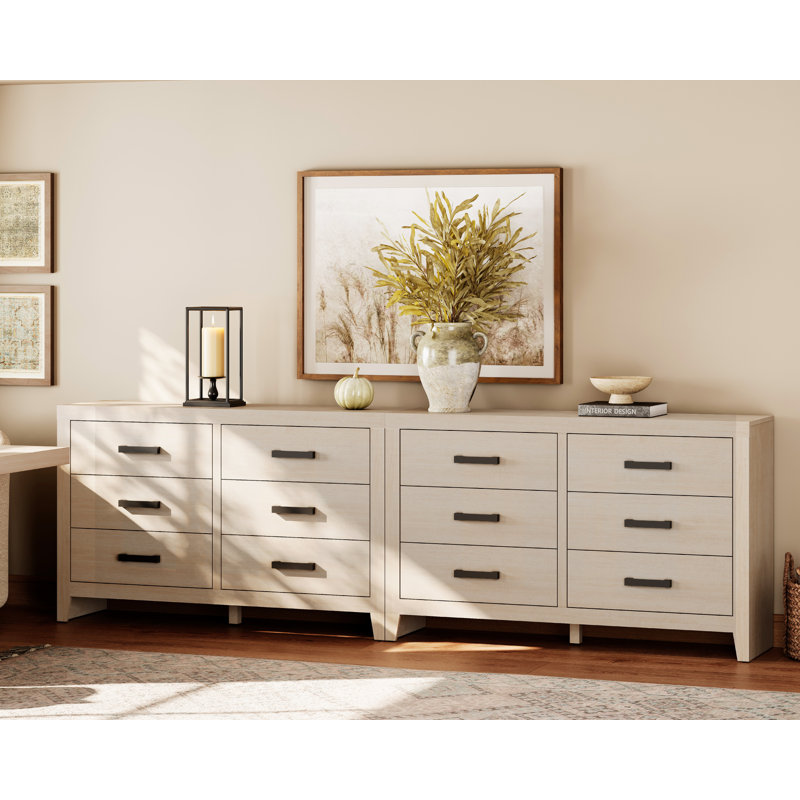 Meuble télé extra long pour téléviseur de 85 po ou moins, meuble télé 12 tiroirs avec grand rangement, console média moderne pour le salon, meuble télé de style commode de chambre à coucher