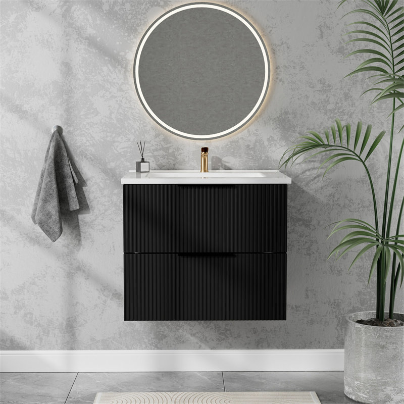 Meuble-lavabo flottant 24 po, Noir, 24"