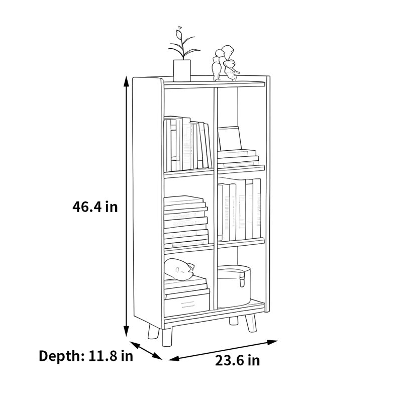 Classic and elegant bookcase, (4 Shelves) 46.4"H x 23.6"W x 11.8"D, White