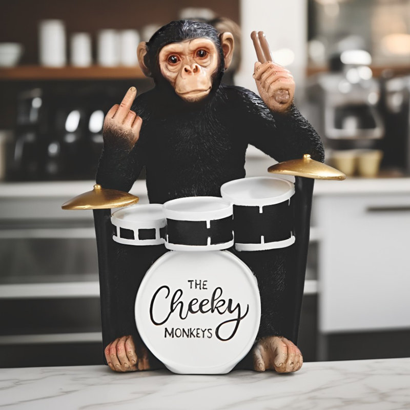 8"H Chimpanzee Drummer Figurine