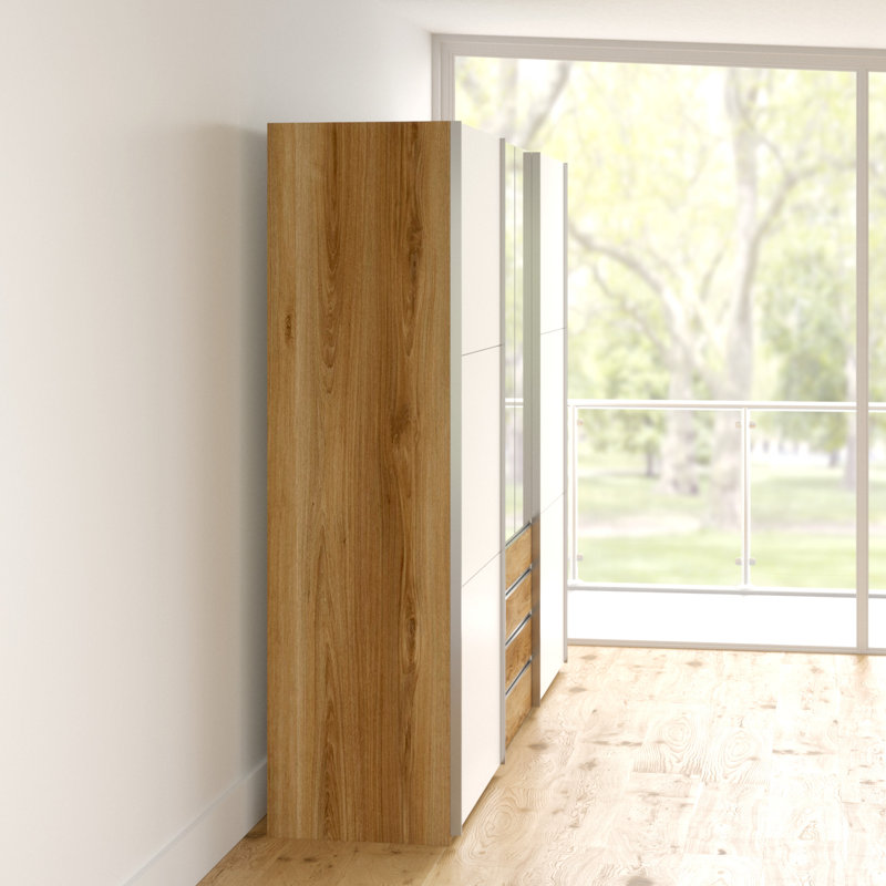 Branchburg 2 Door Manufactured Wood Wardrobe, White and light brown
