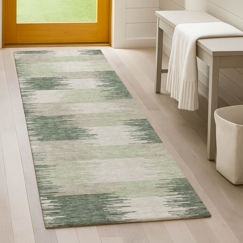 Machine Washable Indoor/Outdoor Chantille ACN2912 Geometric Rug, 2'3" x 7'6" Runner, Basil