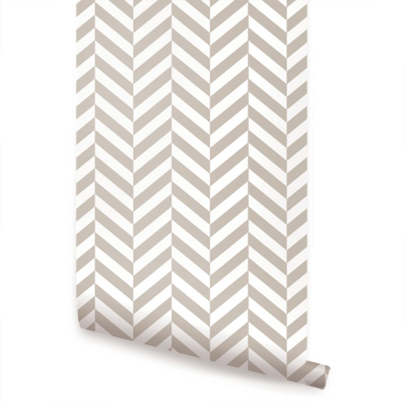 Peel & Stick Chevron Roll, 2' W x 18' L, Warm Gray