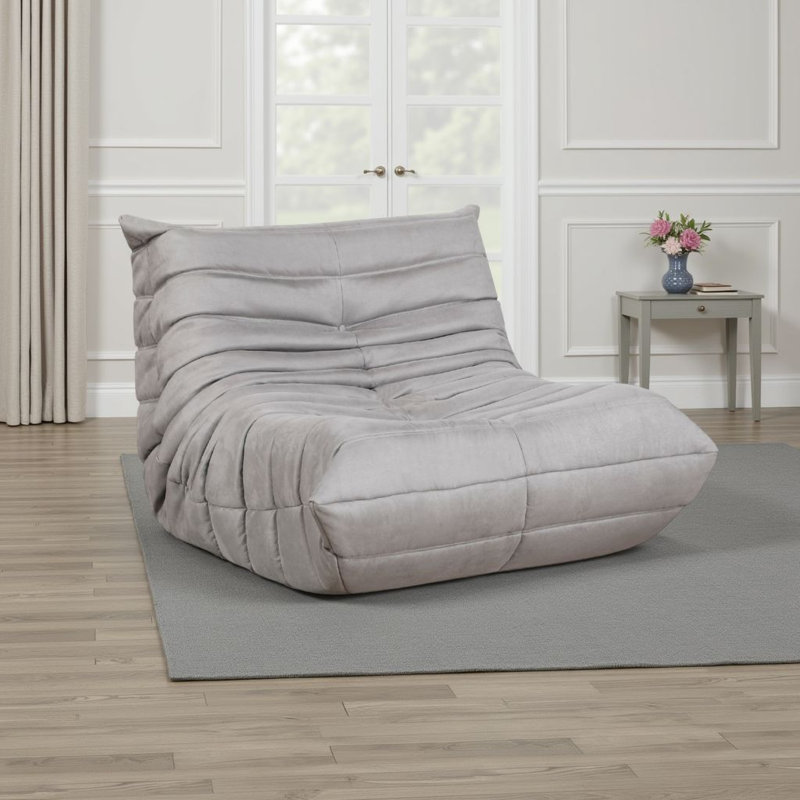 Chaise d'appoint Revena, microfibre plissée, courbée, Gris