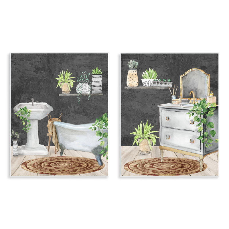Ensemble de 2 plaques murales Relaxed Greens Bath Interior, design par Kim Allen