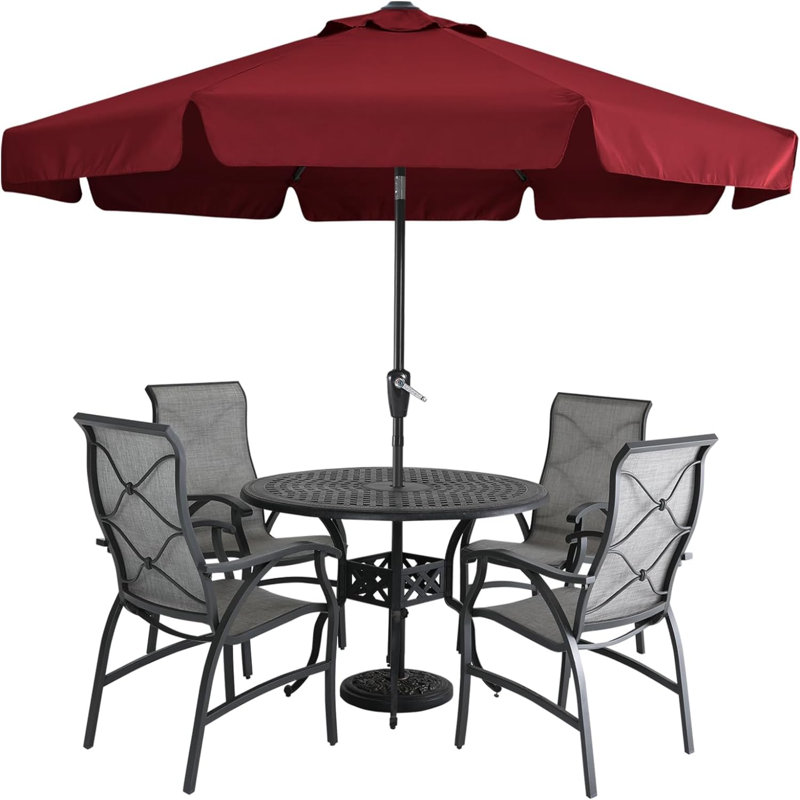 Cania Tilt Market Parasol, Burgundy, 240cm H x 270cm W x 270cm D
