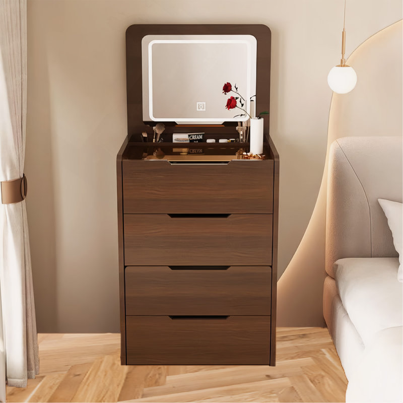 Meuble-lavabo 3 en 1 avec miroir Plip, Noyer