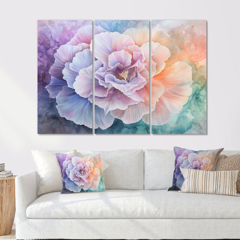Lavande «Embrace of Carnation Flower II» - ensemble d'art mural œillet, H 28 po x l 36 po, Impression sans cadre en métal