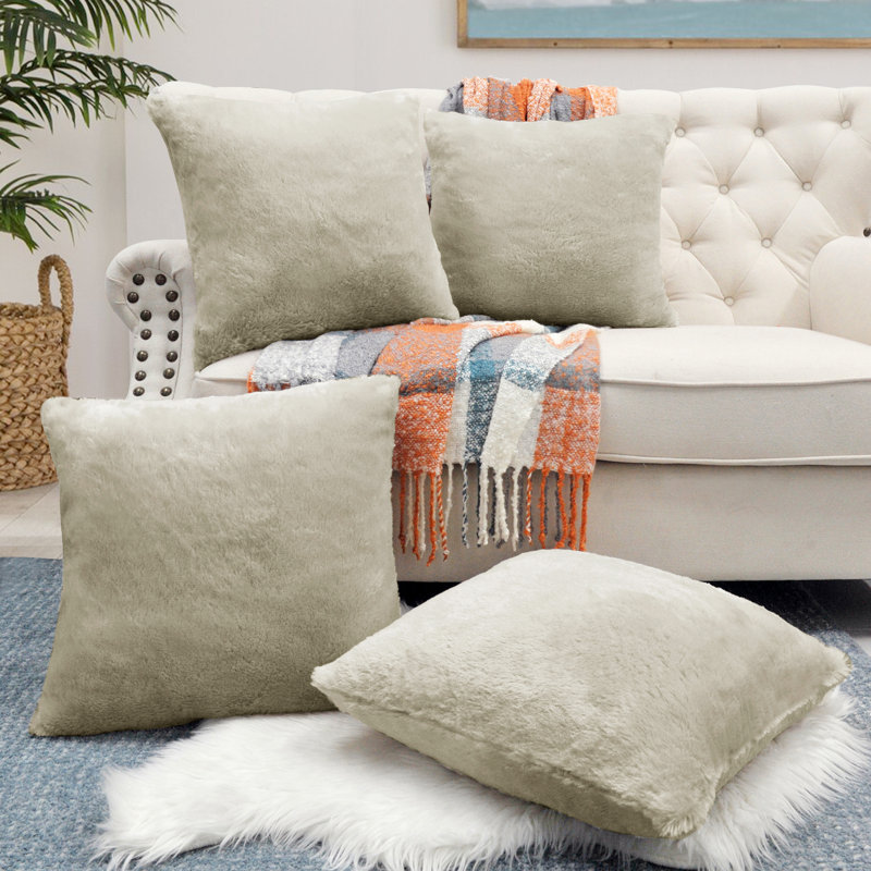 Housse de coussin réversible en fausse fourrure, Gruau