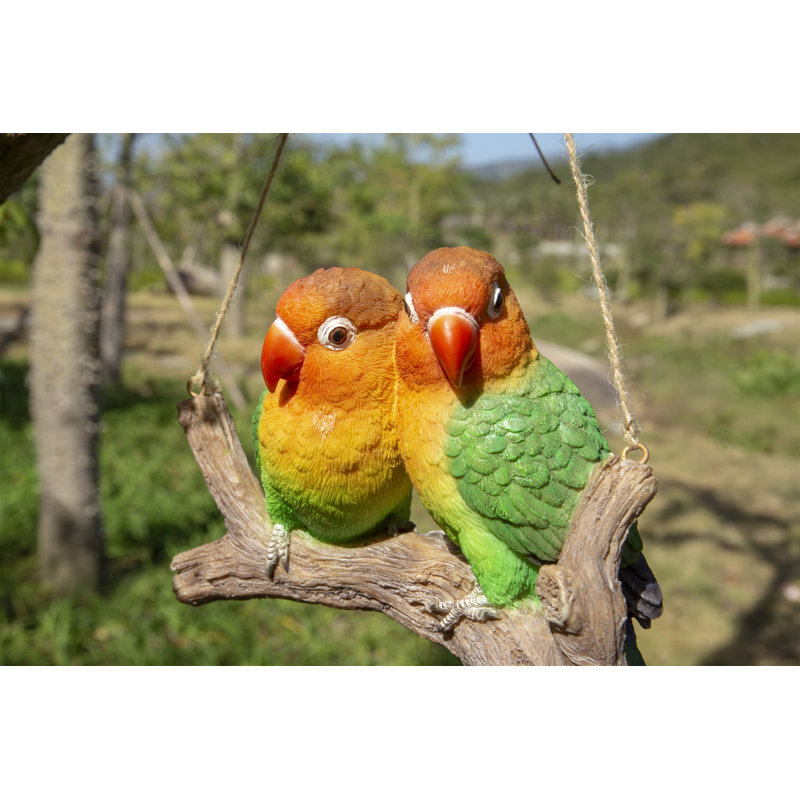 Vibrant Multicolor Resin Lovebirds Hanging Decor