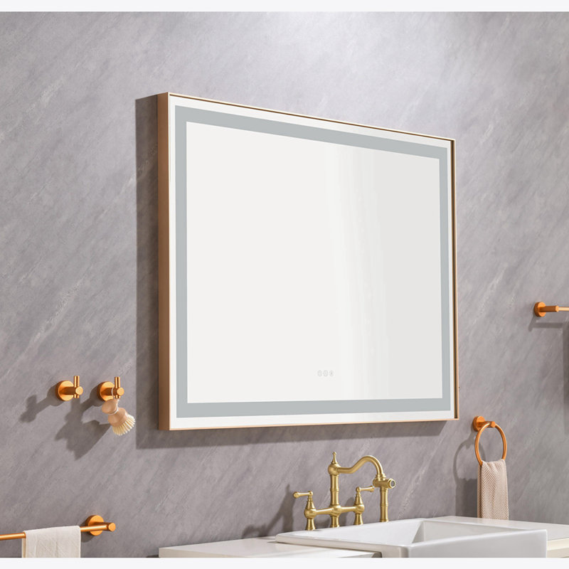 Miroir de salle de bain DEL, 36 po x 48 po, Doré