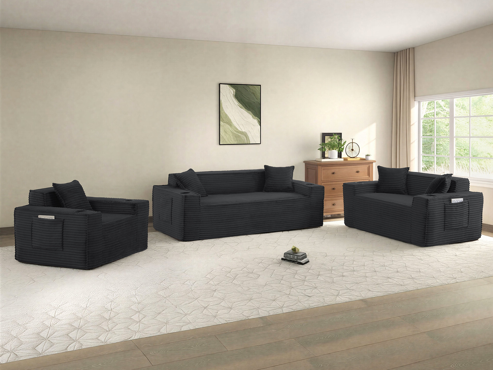 Ebern Designs 3-Piece Living Room Set - Wayfair Canada