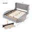 Lit plateforme tapissier en velours avec tête de lit à oreilles, 1 grand tiroir et 2 tabourets de rangement latéraux (gris)-144642424