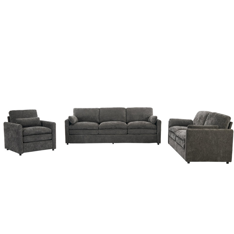 Ensemble de canapé Boyes Cozy Chenille avec coussins double couche et coussin lombaire amovible