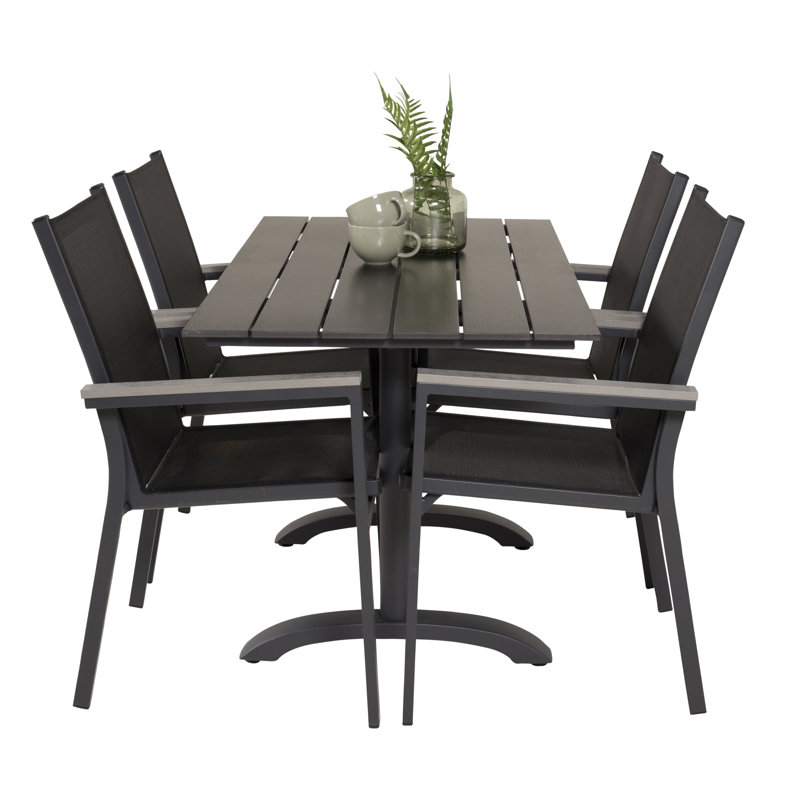 Devansh 4 - Person Solid Wood Patio Dining Set Rectangular Table