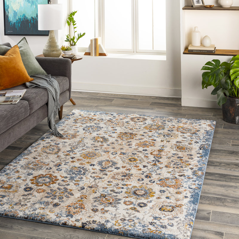 Tapis oriental tissé à la machine Hodder, Rectangle 4 pi 3 po x 5 pi 7 po