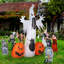 Fantôme gonflable géant de 3,6 m avec araignée et citrouille, décoration lumineuse extérieure avec ventilateur intégré, piquets et cordes pour jardin, pelouse et fête d'Halloween