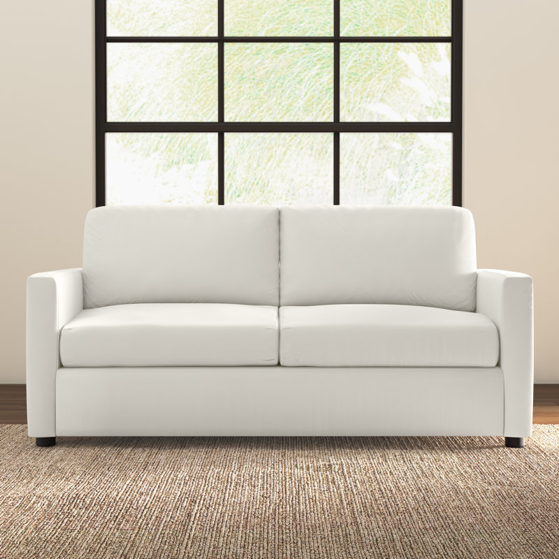 Godwin 75" Upholstered Sofa, Classic Bleach White Twill