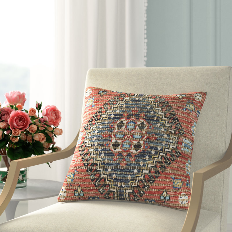 Vince Cotton Blend/Jute/Polyester/Polyester Blend Throw Square Pillow, Down