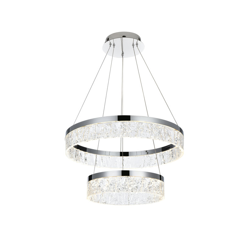 Lustre à niveaux et gradateur à 2 lumières DEL Yigit, Chrome