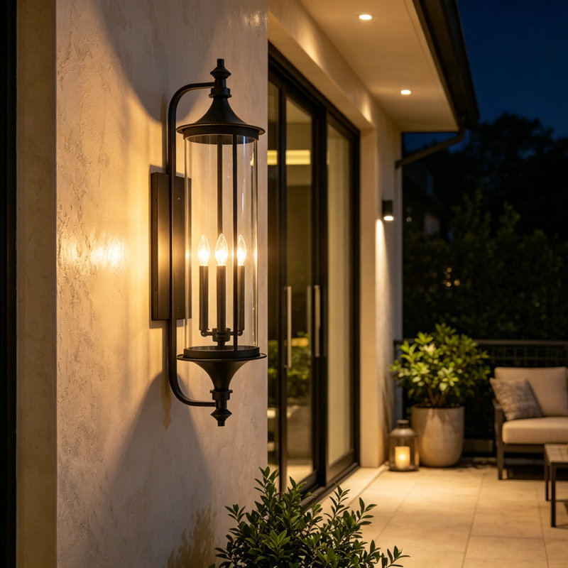 32.7'' Glass Shade Outdoor Wall Light
