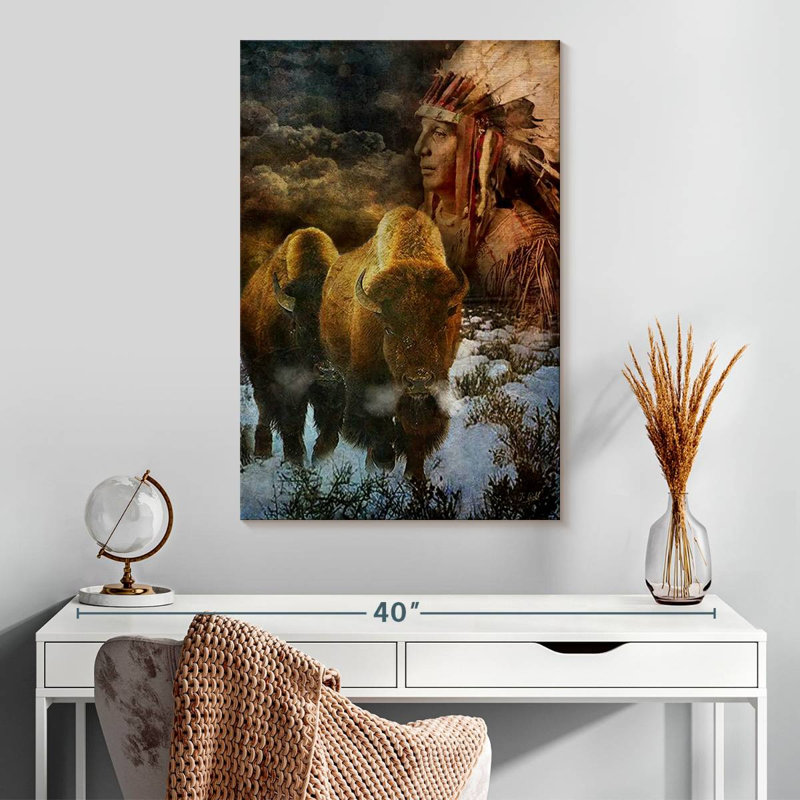 Lelar Bison And The Chief, 30" H x 20" W