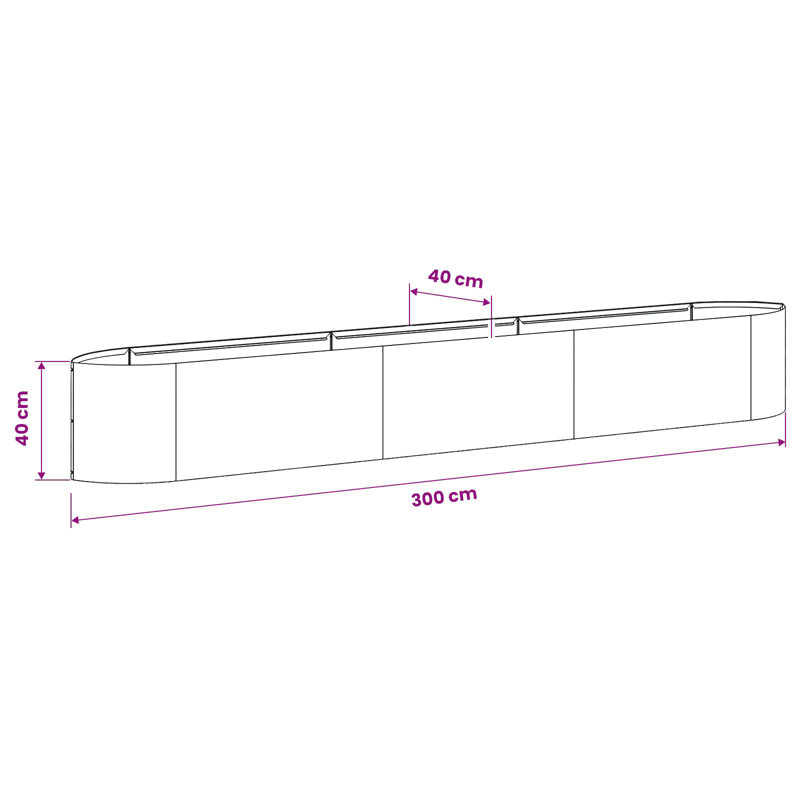 Raised Garden Bed, 40cm H x 300cm W x 40cm D, Weathering Steel