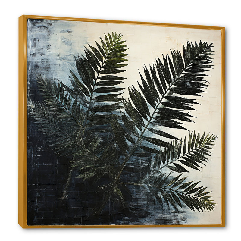 Toile épinette noire ombragée sur toile, Cadre flottant doré, H 30 po x l 30 po x P 1 po