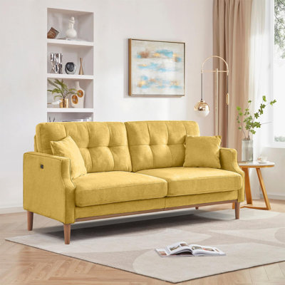 70inch 3-Seat Small Couch Loveseat Sofa with USB Port